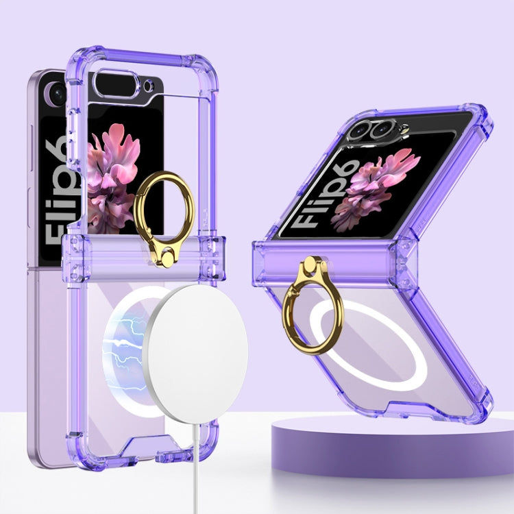 For Samsung Galaxy Z Flip6 / Flip7 FE GKK MagSafe Airbag Hinge Shockproof Phone Case with Ring Holder(Purple)