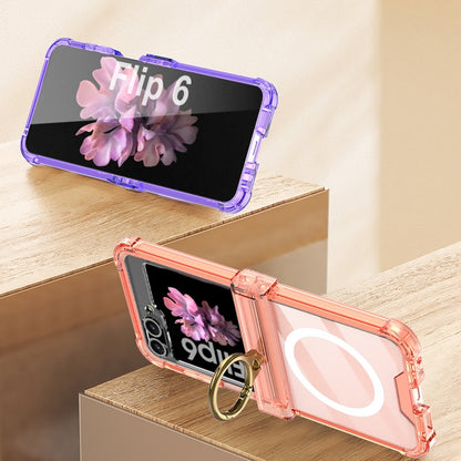For Samsung Galaxy Z Flip6 / Flip7 FE GKK MagSafe Airbag Hinge Shockproof Phone Case with Ring Holder(Purple)