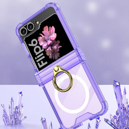 For Samsung Galaxy Z Flip6 / Flip7 FE GKK MagSafe Airbag Hinge Shockproof Phone Case with Ring Holder(Purple)