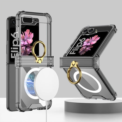 Pour Samsung Galaxy Z Flip6 / Flip7 FE Étui de téléphone antichoc avec charnière Airbag GKK MagSafe et support d'anneau (Noir)