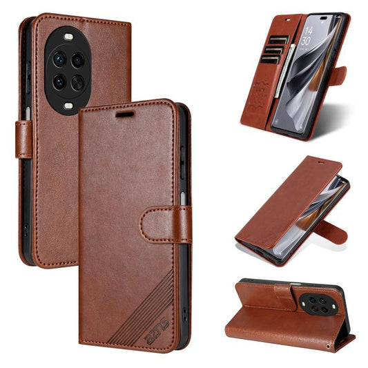 For Huawei nova 14 Pro 5G AZNS Sheepskin Texture Flip Leather Phone Case(Brown)