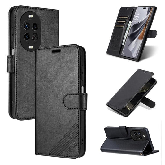 For Huawei nova 14 Pro 5G AZNS Sheepskin Texture Flip Leather Phone Case(Black)