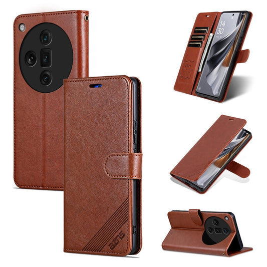 For OPPO Find X7 Ultra AZNS Sheepskin Texture Flip Leather Phone Case(Brown)