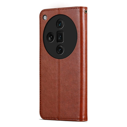 For OPPO Find X7 Ultra AZNS Sheepskin Texture Flip Leather Phone Case(Brown)