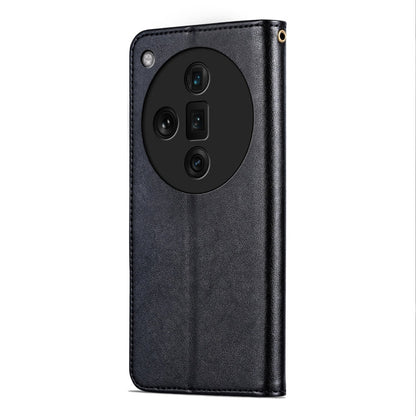 For OPPO Find X7 Ultra AZNS Sheepskin Texture Flip Leather Phone Case(Black)