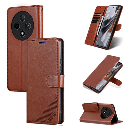 For OPPO A3 Pro 5G AZNS Sheepskin Texture Flip Leather Phone Case(Brown)