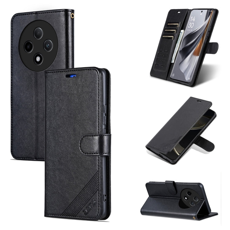 For OPPO A3 Pro 5G AZNS Sheepskin Texture Flip Leather Phone Case(Black)