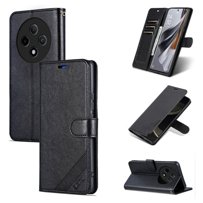 For OPPO A3 Pro 5G AZNS Sheepskin Texture Flip Leather Phone Case(Black)