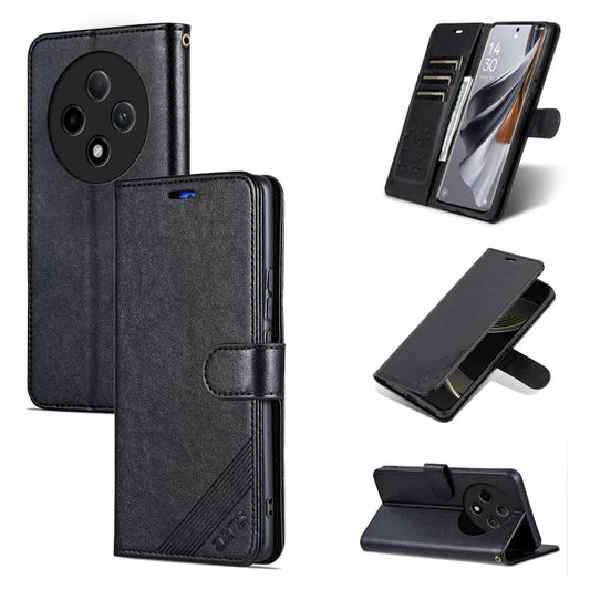 For OPPO A3 Pro 5G AZNS Sheepskin Texture Flip Leather Phone Case(Black)