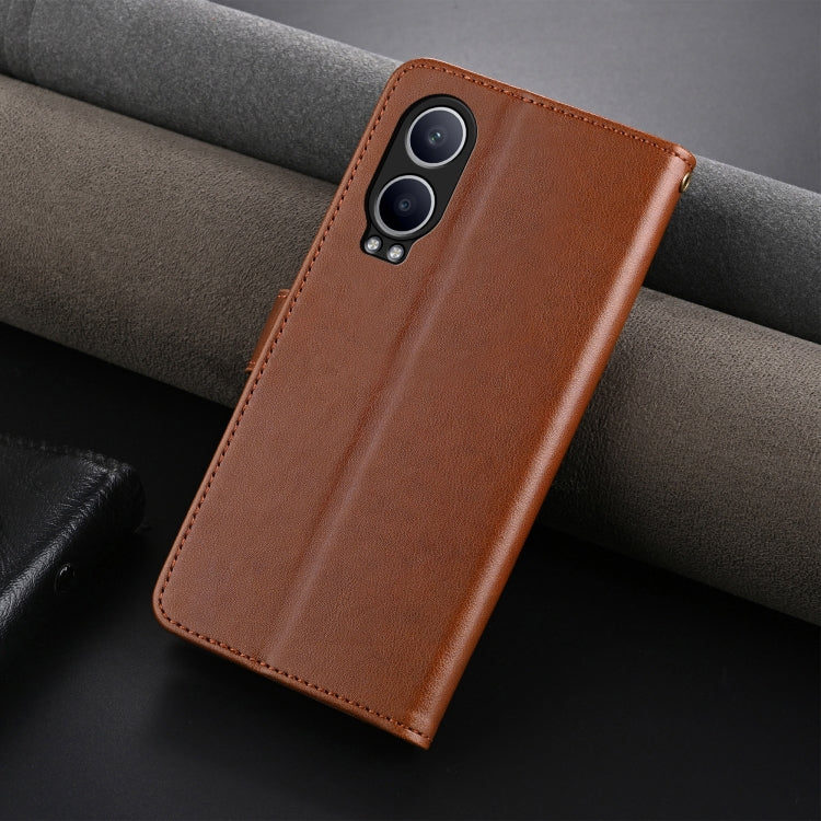For OPPO K12x 5G AZNS Sheepskin Texture Flip Leather Phone Case(Brown)