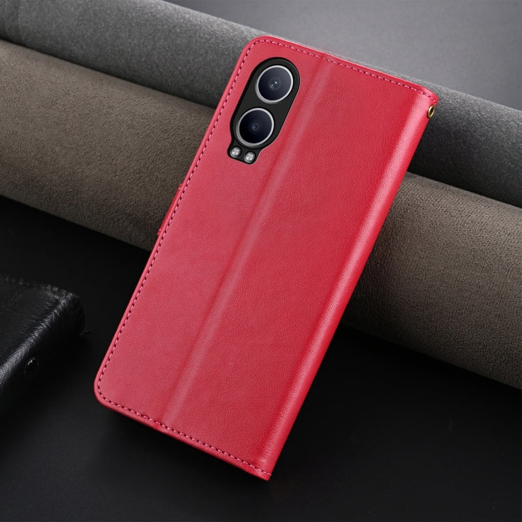 For OPPO K12x 5G AZNS Sheepskin Texture Flip Leather Phone Case(Red)