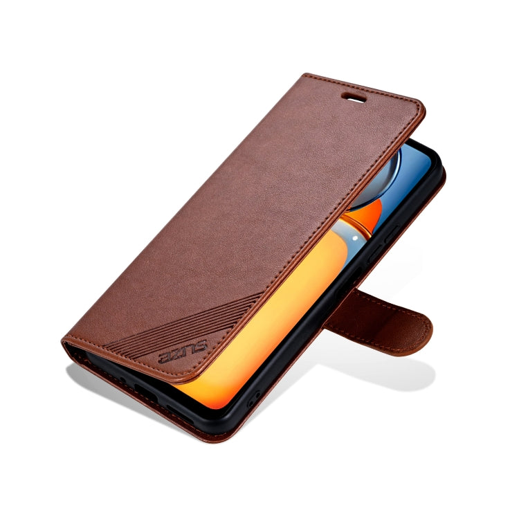 For OPPO A3 Pro 5G Global AZNS Sheepskin Texture Flip Leather Phone Case(Brown)