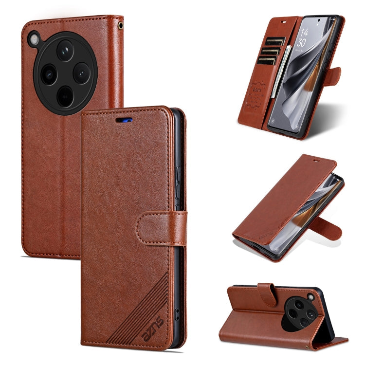 Pour la coque de téléphone en cuir de mouton AZNS OPPO Find X8 (Marron)