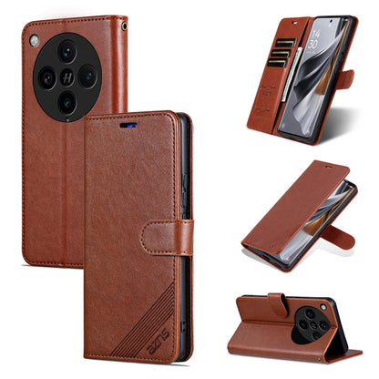 Pour étui de téléphone en cuir à rabat texturé peau de mouton AZNS pour OPPO Find X8 Pro (marron)