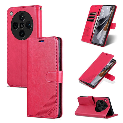 Pour Coque de téléphone en cuir à rabat texturé en peau de mouton AZNS pour OPPO Find X8 Pro (Rouge)