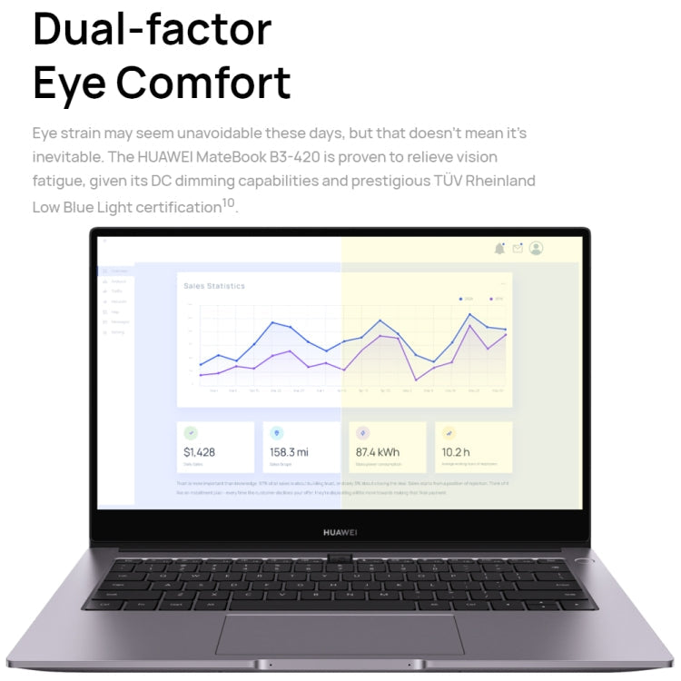 Ordinateur portable HUAWEI MateBook B3-420, 8 Go+512 Go, 14 pouces, Windows 11 Famille version chinoise, processeur Intel Core i5-1135G7 de 11e génération avec carte graphique intégrée (Gris foncé)
