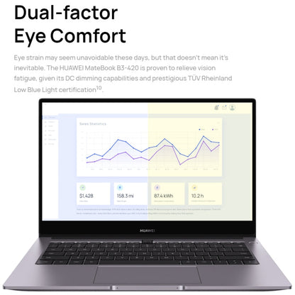 Ordinateur portable HUAWEI MateBook B3-420, 8 Go+512 Go, 14 pouces, Windows 11 Famille version chinoise, processeur Intel Core i5-1135G7 de 11e génération avec carte graphique intégrée (Gris foncé)