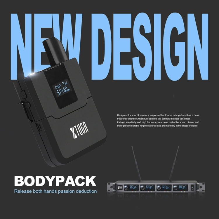 XTUGA A140-B Wireless Microphone System 4 BodyPack Headset Lavalier Microphone(US Plug)