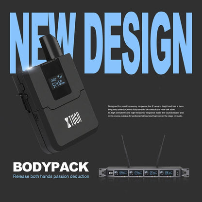 XTUGA A140-B Wireless Microphone System 4 BodyPack Headset Lavalier Microphone(US Plug)