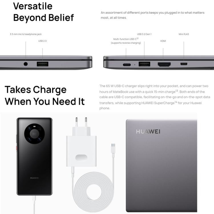 HUAWEI MateBook B3-430 Laptop, 16GB+512GB, 14 inch Windows 11 Home Chinese Version, Intel 12th Gen Core i5-1240P Integrated Graphics(Dark Grey)