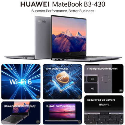 HUAWEI MateBook B3-430 Laptop, 16GB+512GB, 14 inch Windows 11 Home Chinese Version, Intel 12th Gen Core i7-1260P Integrated Graphics(Dark Grey)