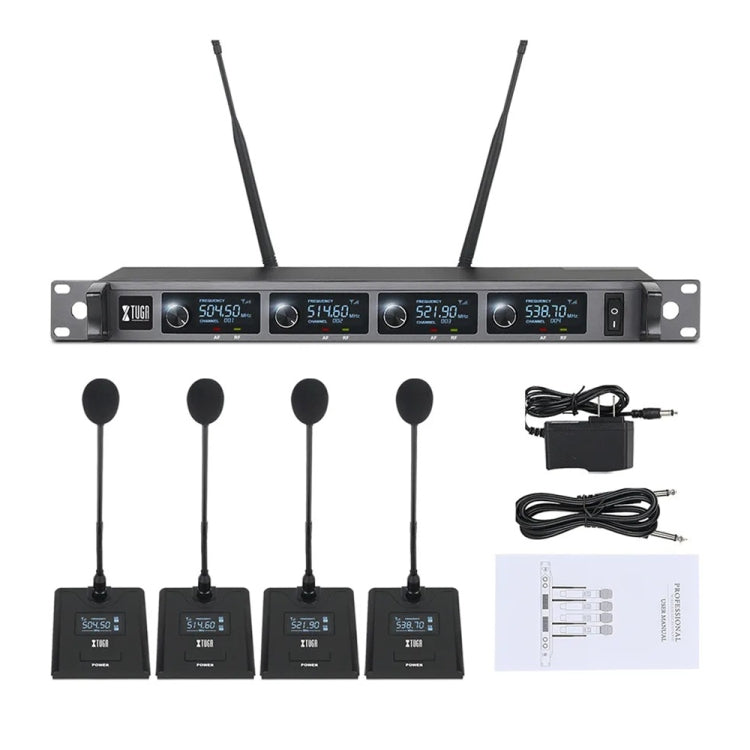 XTUGA A140-C Wireless Microphone System 4-Channel UHF Four Conference Mics(AU Plug)