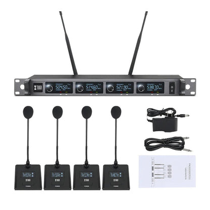 XTUGA A140-C Wireless Microphone System 4-Channel UHF Four Conference Mics(AU Plug)