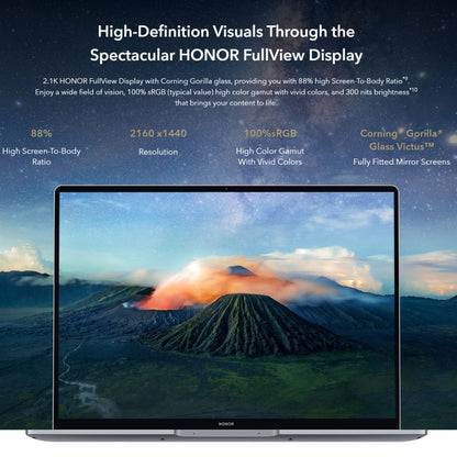 HONOR MagicBook 14 2022 Laptop, 16GB+512GB, 14 inch Windows 11 Home Chinese Version, Intel 12th Gen Core i5-12500H MX550 Discrete Graphics(Grey)