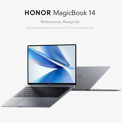 HONOR MagicBook 14 2022 Laptop, 16GB+512GB, 14 inch Windows 11 Home Chinese Version, Intel 12th Gen Core i5-12500H MX550 Discrete Graphics(Grey)