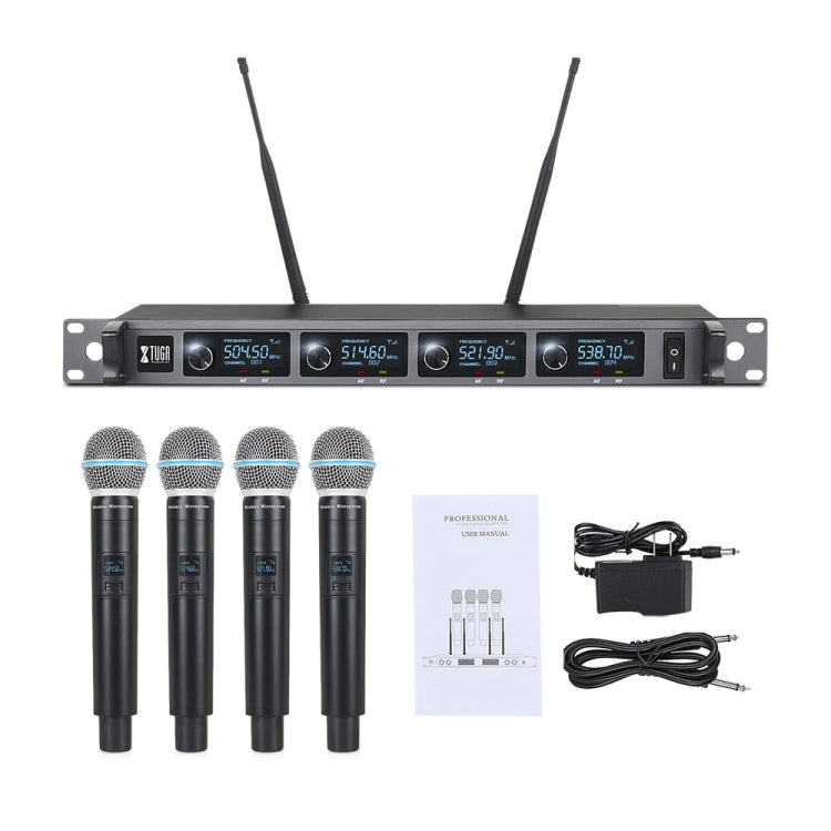XTUGA A140-H Wireless Microphone System 4 Channel UHF Handheld Microphone(EU Plug)