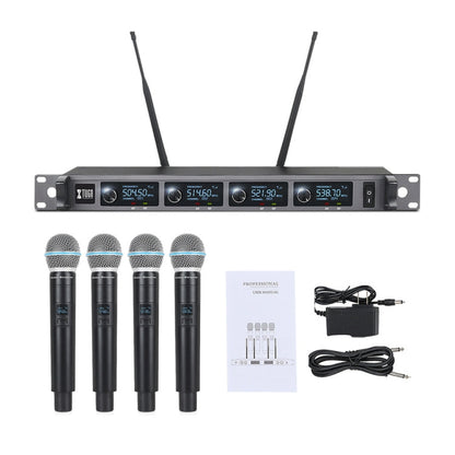 XTUGA A140-H Wireless Microphone System 4 Channel UHF Handheld Microphone(UK Plug)