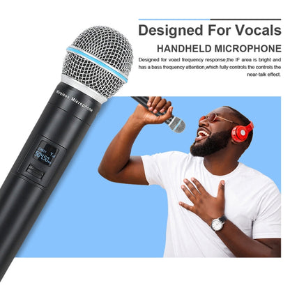 XTUGA A140-HB Wireless Microphone System 4 Channel Handheld Lavalier Headset Microphone(UK Plug)