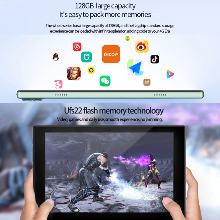BDF P50 4G LTE Tablet PC 10.1 inch, 8GB+128GB, Android 11 MTK6755 Octa Core, Support Dual SIM, EU Plug(Silver)
