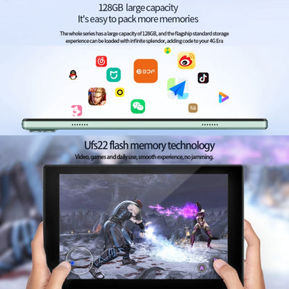 BDF P50 4G LTE Tablet PC 10.1 inch, 8GB+128GB, Android 11 MTK6755 Octa Core, Support Dual SIM, EU Plug(Silver)