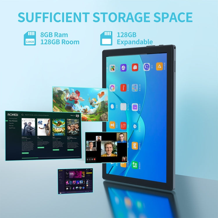 BDF P70 4G LTE Tablet PC 10.1 inch, 8GB+128GB, Android 11 MTK6755 Octa Core, Support Dual SIM, EU Plug(Silver)