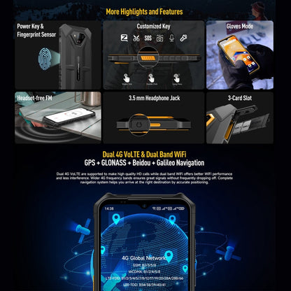 [HK Warehouse] Ulefone Armor X13, 6 Go+64 Go, téléphone robuste IP68/IP69K, Android 15 MediaTek Helio G36 Octa Core de 6,52 pouces, réseau: 4G, NFC, OTG(Orange partiel)