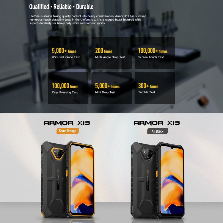 [HK Warehouse] Ulefone Armor X13, 6 Go+64 Go, téléphone robuste IP68/IP69K, Android 15 MediaTek Helio G36 Octa Core de 6,52 pouces, réseau: 4G, NFC, OTG(Orange partiel)