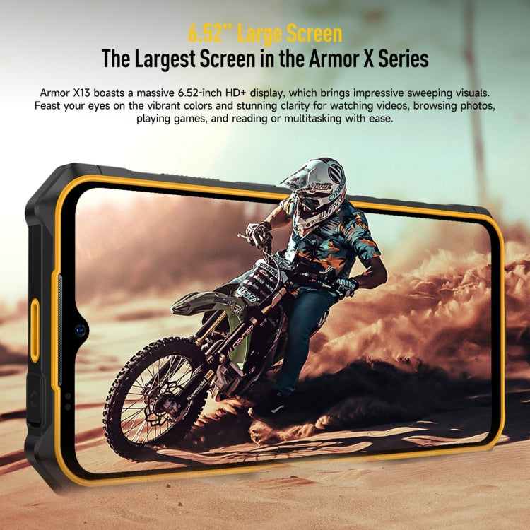 [HK Warehouse] Ulefone Armor X13, 6GB+64GB, IP68/IP69K Rugged Phone, 6.52 inch Android 15 MediaTek Helio G36 Octa Core, Network: 4G, NFC, OTG(All Black)