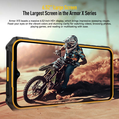 [HK Warehouse] Ulefone Armor X13, 6GB+64GB, IP68/IP69K Rugged Phone, 6.52 inch Android 15 MediaTek Helio G36 Octa Core, Network: 4G, NFC, OTG(All Black)