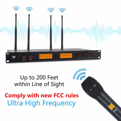 XTUGA A400-HB Professional 4-Channel UHF Wireless Microphone System with 2 Handheld & 2 Headset Microphone(UK Plug)