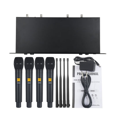 XTUGA A400-H Professional 4-Channel UHF Wireless Microphone System with 4 Handheld Microphone(AU Plug)
