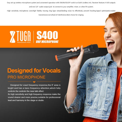 XTUGA S400 Professional 4-Channel UHF Wireless Microphone System with 4 Handheld Microphone(US Plug)