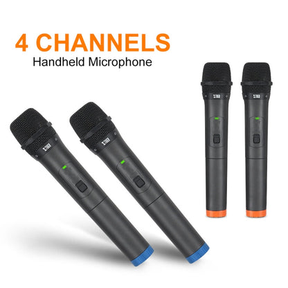 XTUGA S400 Professional 4-Channel UHF Wireless Microphone System with 4 Handheld Microphone(US Plug)