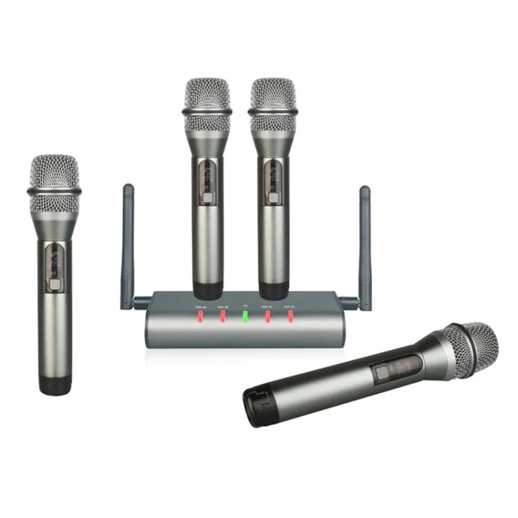 Système de microphone sans fil professionnel XTUGA U-F4600 UHF 4 canaux avec 4 microphones portables (prise US)