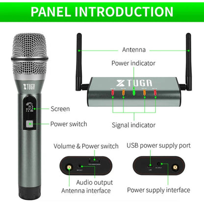 Système de microphone sans fil professionnel XTUGA U-F4600 UHF 4 canaux avec 4 microphones portables (prise US)