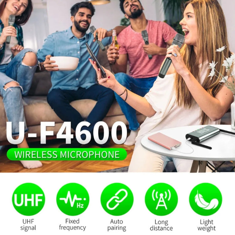 Système de microphone sans fil professionnel XTUGA U-F4600 UHF 4 canaux avec 4 microphones portables (prise US)