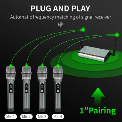 Système de microphone sans fil professionnel XTUGA U-F4600 UHF 4 canaux avec 4 microphones portables (prise US)