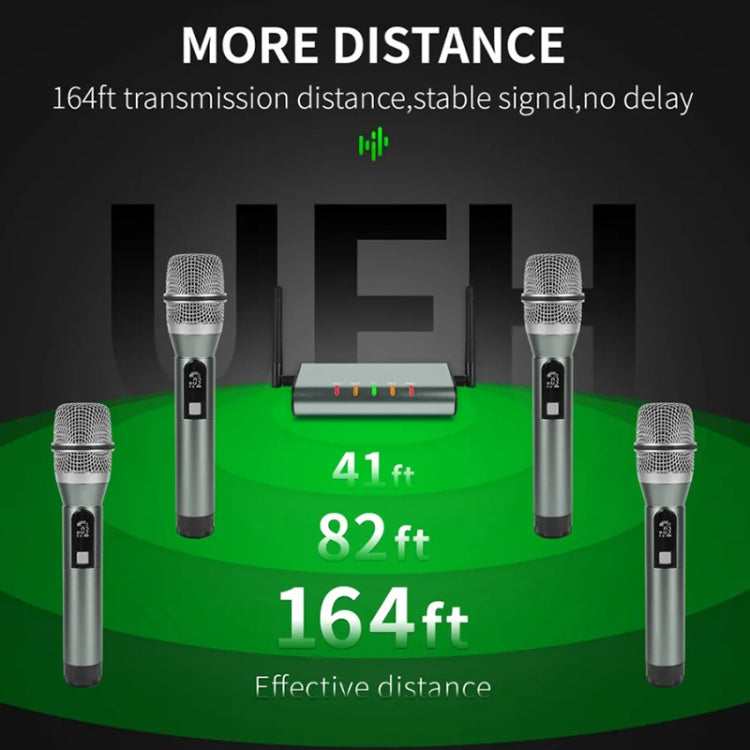 Système de microphone sans fil professionnel XTUGA U-F4600 UHF 4 canaux avec 4 microphones portables (prise US)