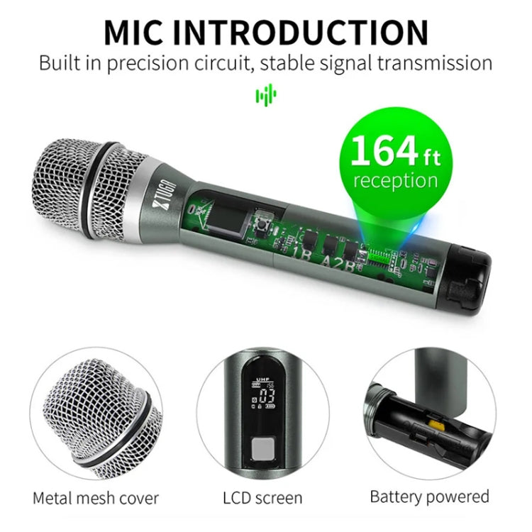 Système de microphone sans fil professionnel XTUGA U-F4600 UHF 4 canaux avec 4 microphones portables (prise US)