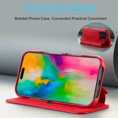 For iPhone 15 Pro Max LC.IMEEKE Hon Ancient Series Flip Leather Phone Case(Red)